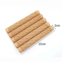 Wooden Clay Pattern Rollers - Set of 5