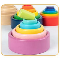 Stacking Wooden Coloured Bowls (Pastel)