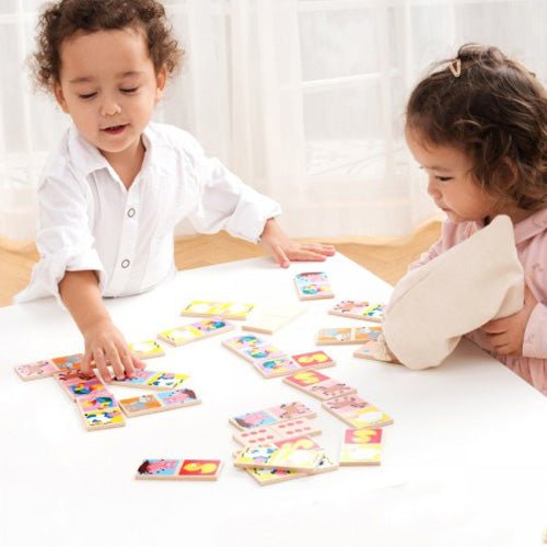 New Classic Toys Gioco Domino In Legno, Tema Farm Life, Multicolore. 28 Tessere Con Animali Della Fattoria. Gioco Educativo Per Bambini, Sicuro E Resistente, Norme EN-71.