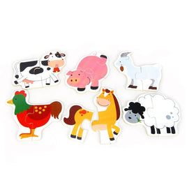 Wooden Farm Animals - Shaped Puzzle - Set of 6