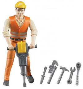 bworld bruder Figure - Construction Worker With Accessories - 1:16 Scale Figurine