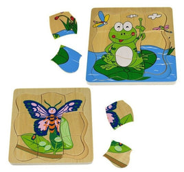 Life Cycle 4 Layer Wooden Puzzle - Butterfly and Flog
