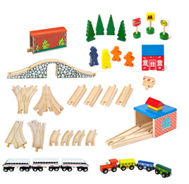 Wooden Train Set Accessories - 40 piece