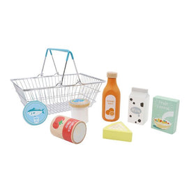 Wooden Groceries & Wire Shopping Basket