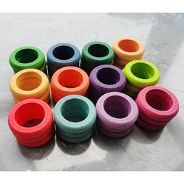 Colour Wooden Rings - 36 pieces