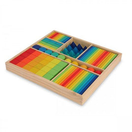 Wooden Rainbow Blocks in Tray - Kinderfeets
