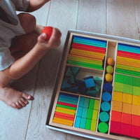 
              Wooden Rainbow Blocks in Tray - Kinderfeets
            