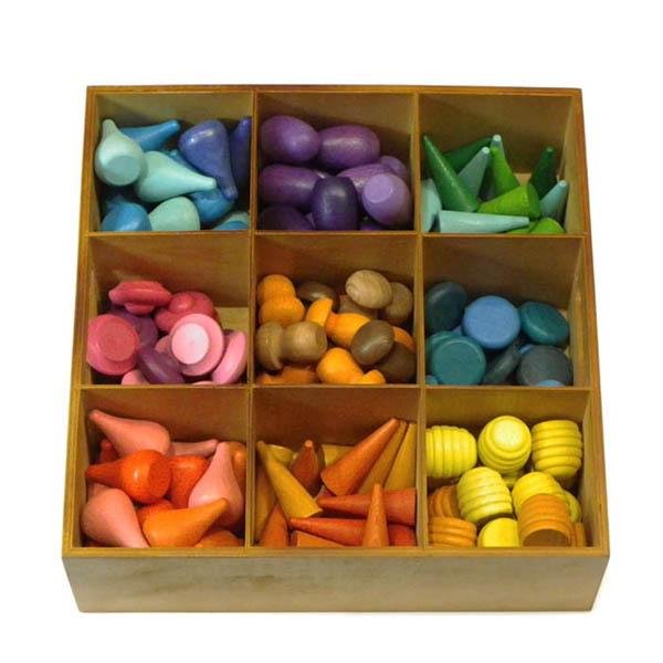 Coloured Wooden Tors in Sorting Box